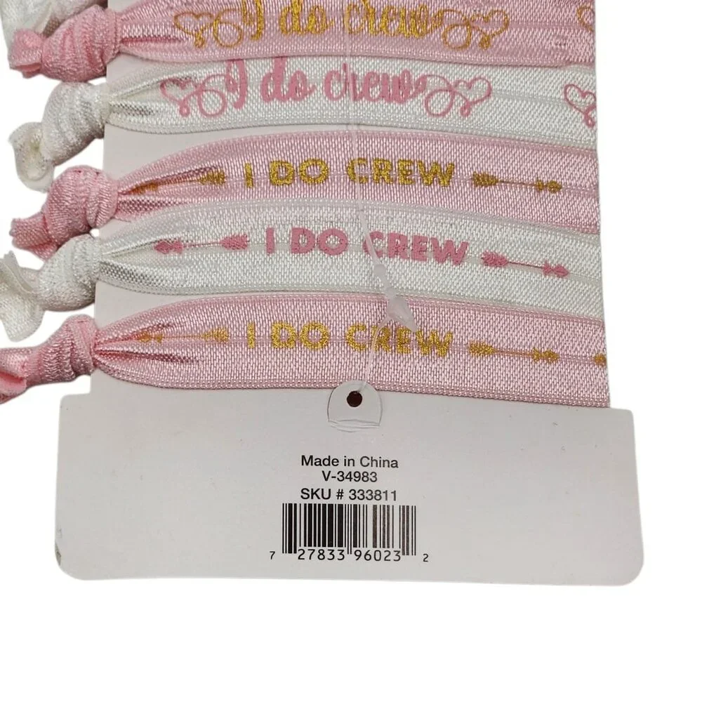 Will You Help Me‎ Tie The Knot Hair Ties 12 Pack Pink White Bridesmaids Wedding